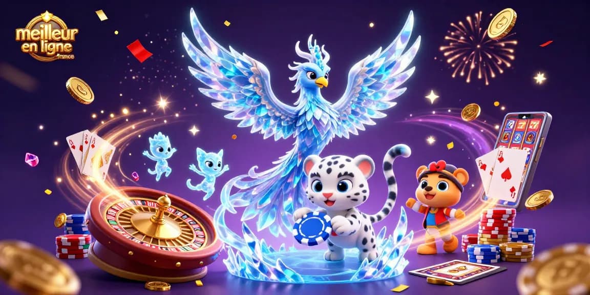 Vivez l'expérience du meilleur casino en ligne France avec le phoenix de glace et les sprites lumineux dans un monde magique.