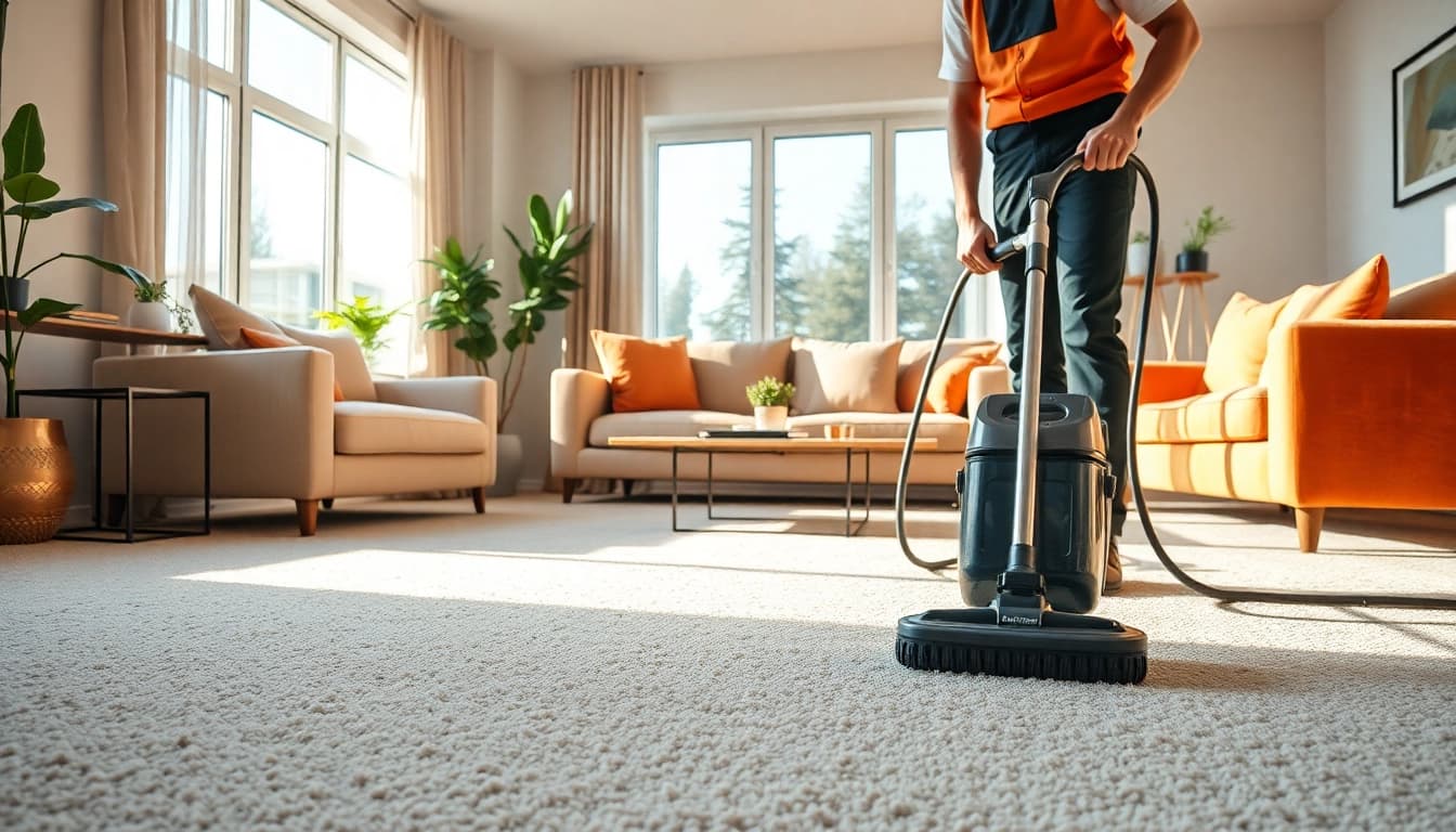 Experience best of best lincoln carpet cleaning with a skilled technician rejuvenating a carpet.