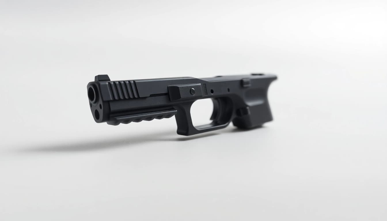View a glock 17 slide oem showcasing its sleek design and precision craftsmanship.