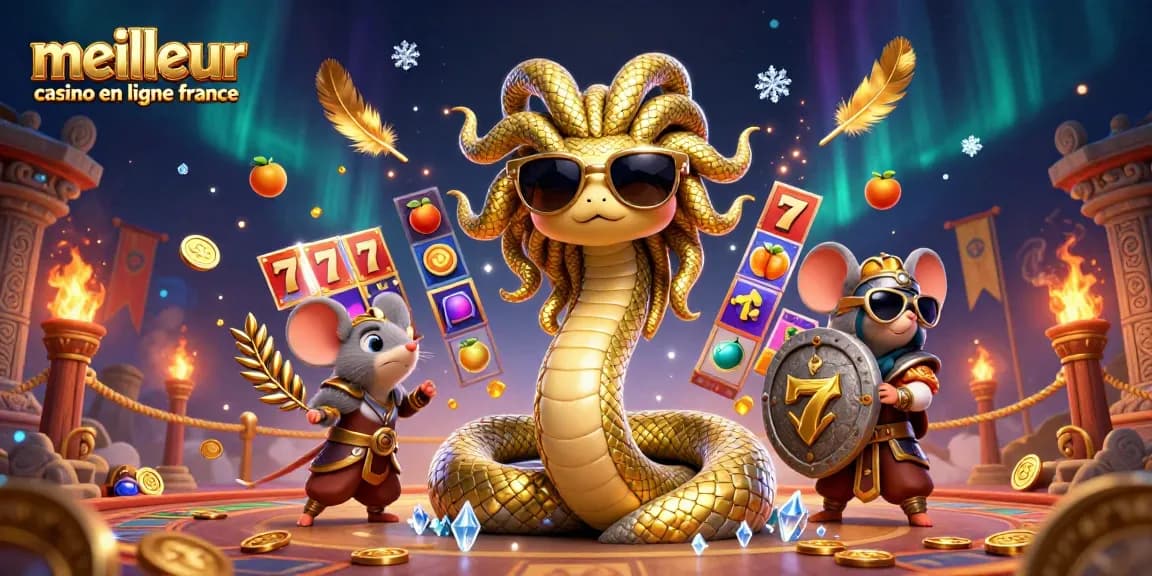 Revivez l'expérience du meilleur casino en ligne France avec Medusa et un guerrier souris.