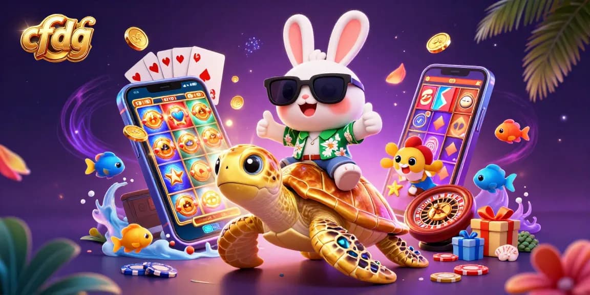 Experience exciting games with cfdg at this vibrant 3D casino illustration bursting with action.