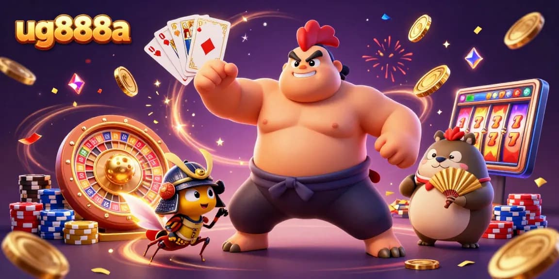Bet big with ug888a as the sumo champion and samurai cricket celebrate casino wins!