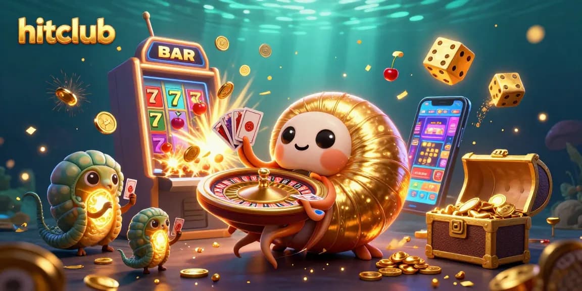 Experience thrilling wins with hitclub at this vibrant casino adventure illustration.