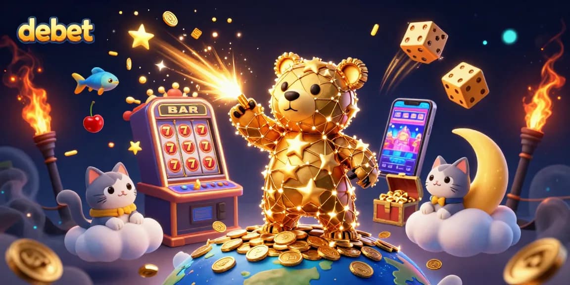 Experience the thrill of debet gambling with vibrant slots and mystical elements in a captivating scene.