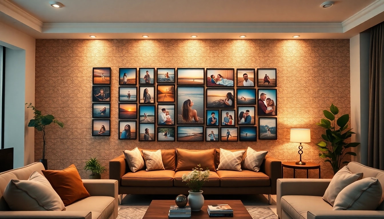 Capture moments on a vibrant photo wall that brightens any living space.
