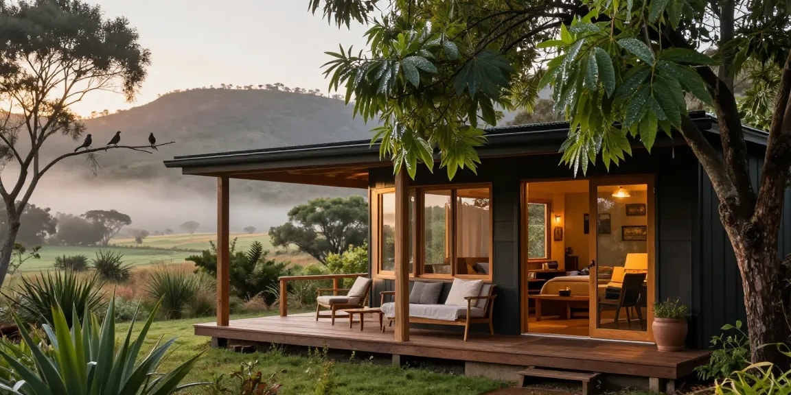 Magaliesburg Accommodation featuring a cozy cabin surrounded by nature, perfect for serene getaways.