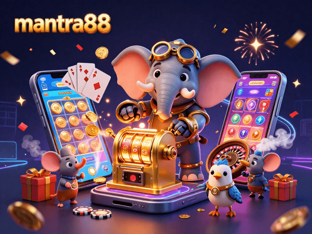 Spin and win at mantra88 with a vibrant slot game featuring the steampunk elephant and friends.