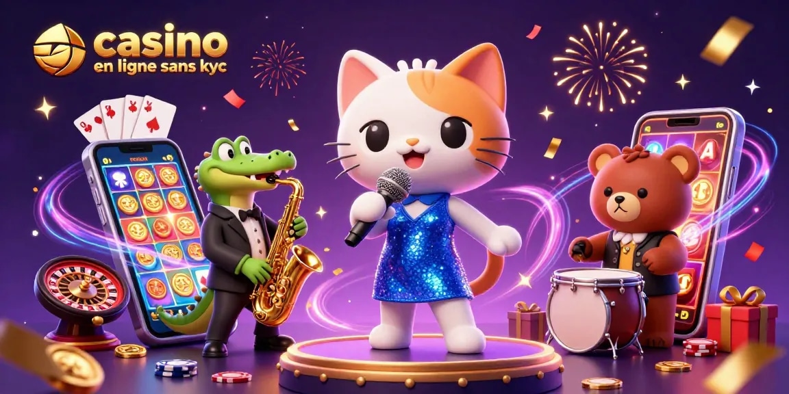 Jouer à des jeux sur casino en ligne sans kyc avec une illustration dynamique de casino en 3D.