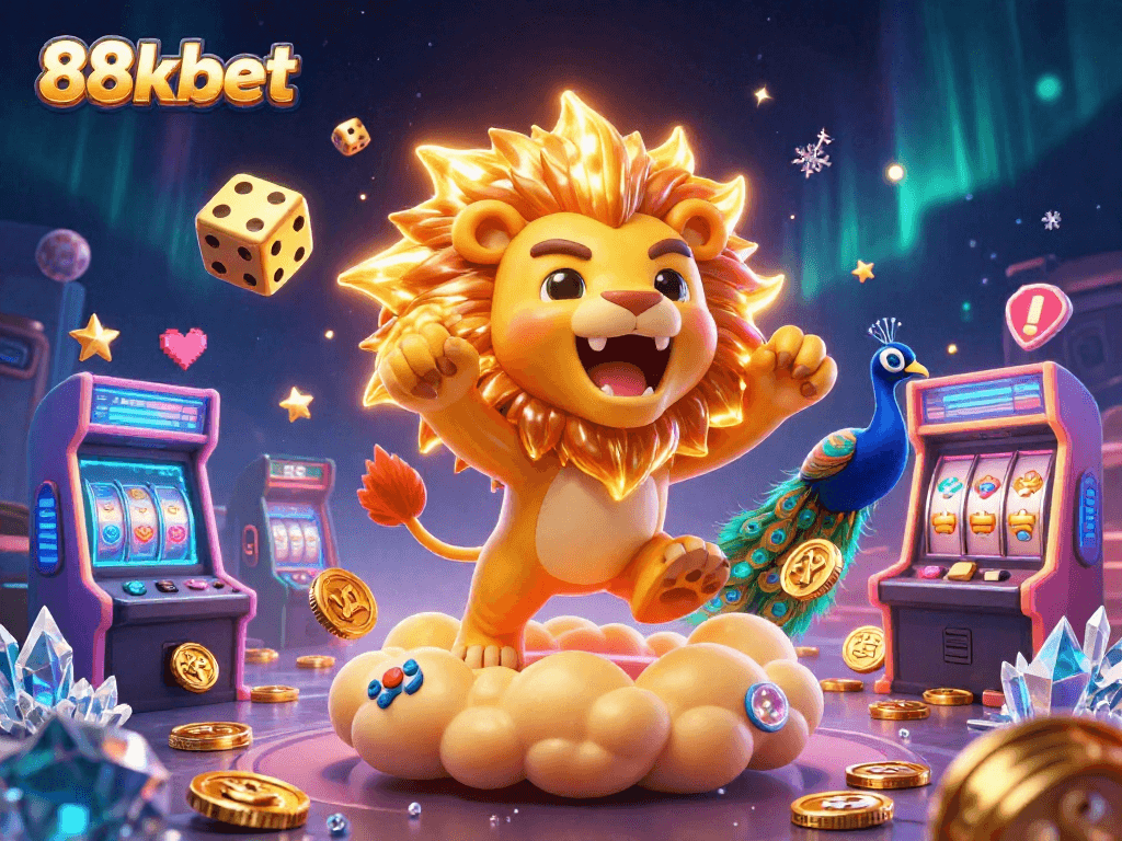 Experience the excitement at 88kbet with vibrant games and winning moments in this dynamic illustration.