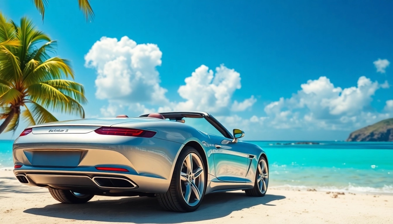 Engage in adventure with a car rental st barth on a picturesque beach landscape.