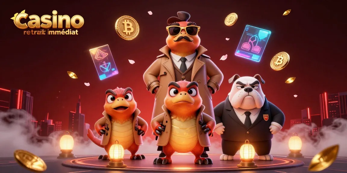 Profitez de gains rapides avec un casino retrait immédiat rempli de symboles de chance et de cryptomonnaies.