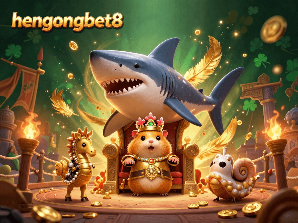Experience the vibrant thrill of hengongbet8 with a hamster king in a dynamic casino scene.