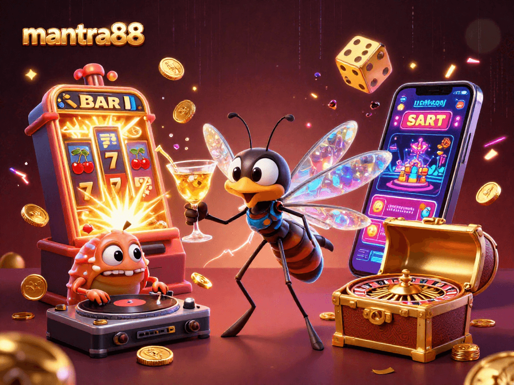 Experience the excitement at mantra88 with dynamic casino elements and vibrant characters.