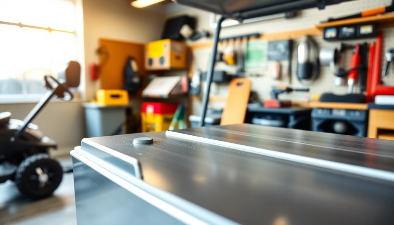 Showcasing lithium golf cart batteries in a professional workshop setting with sleek design.