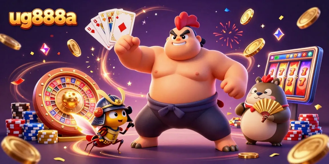 Bet big with ug888a as the sumo champion and samurai cricket celebrate casino wins!
