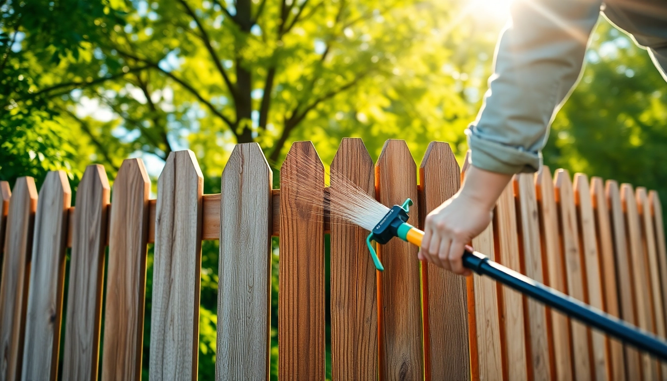 Clean and shining fence in the process of fence cleaning, showcasing restoration