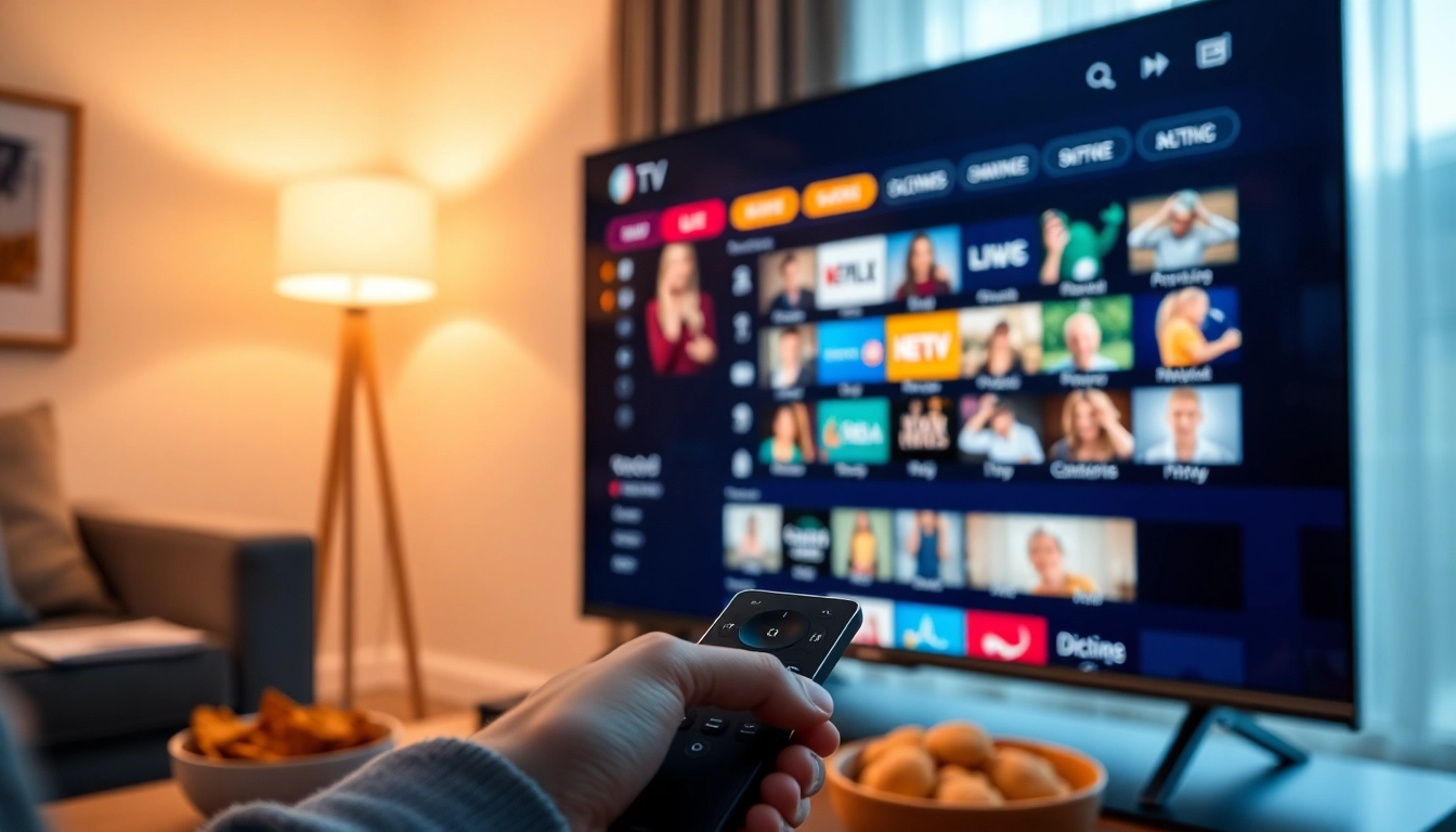 Engaging IPTV subscription displayed on a smart TV showcasing various channels for home entertainment.