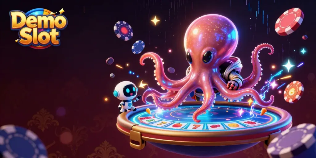 Play exciting Demo Slot games in a vibrant alien casino scene with interactive elements.