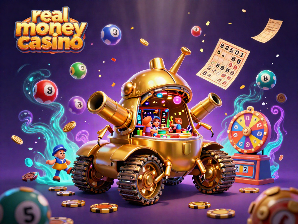 Engage in thrilling action at a real money casino inside a 3D cartoon beetle tank bursting with energy and elements.