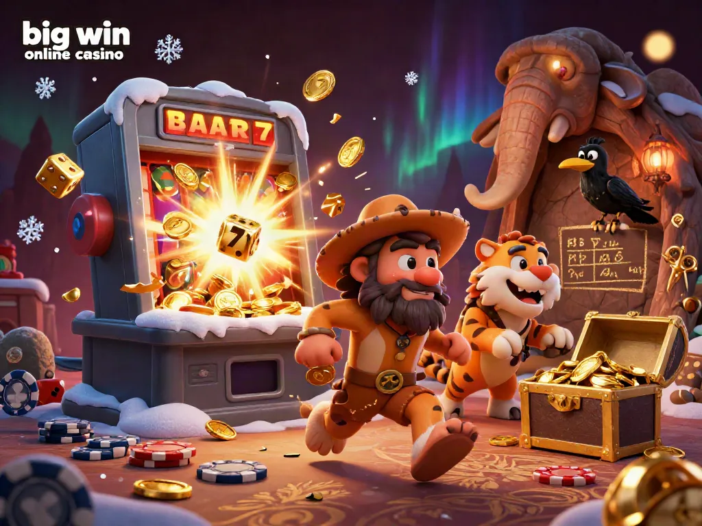 Experience big win online casino action with a vibrant 3D scene of characters and dynamic gaming elements.