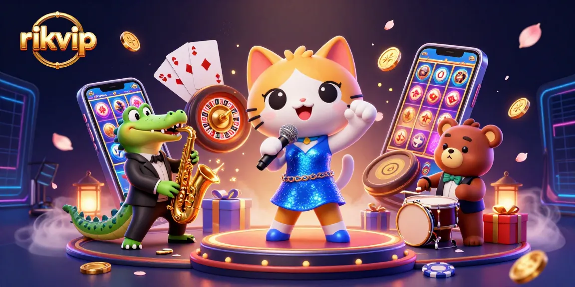 Entertain and win at the vivid RIKVIP casino with immersive gameplay in this dynamic scene.