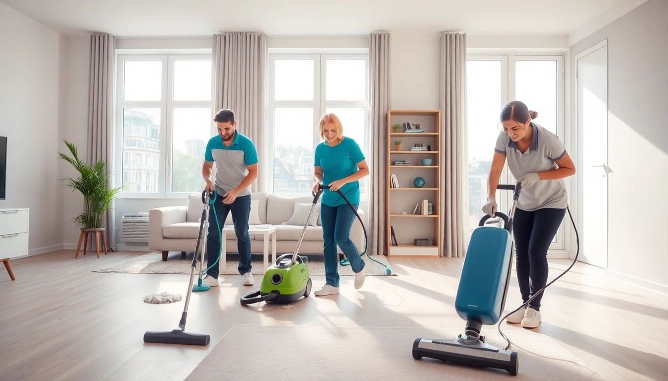 Expert bond cleaning team efficiently cleans a spacious apartment.