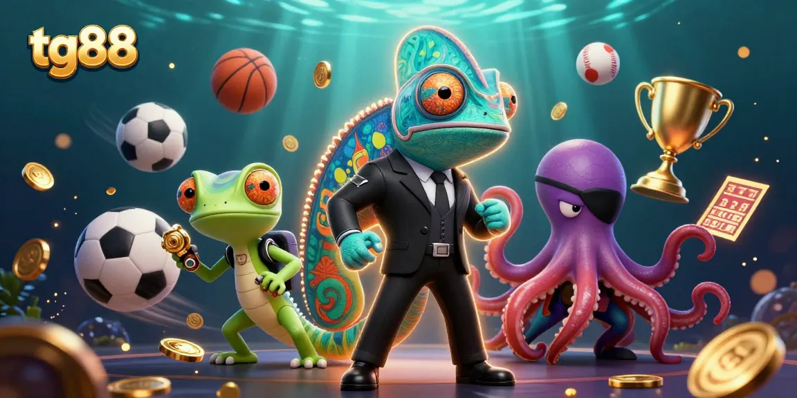 Witness thrilling gameplay with tg88's vibrant casino atmosphere featuring unique characters and dynamic sports elements.