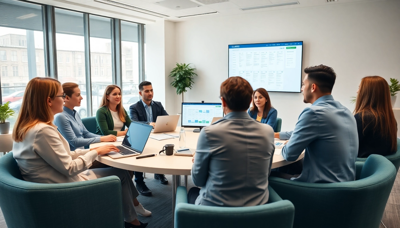 Streamlined discussion on automating meeting coordination in a vibrant office setting.