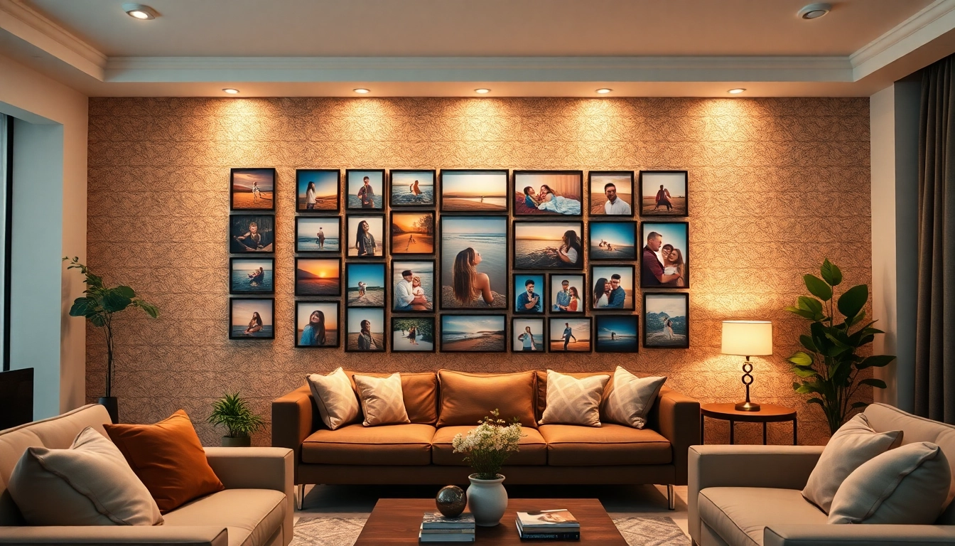Capture moments on a vibrant photo wall that brightens any living space.