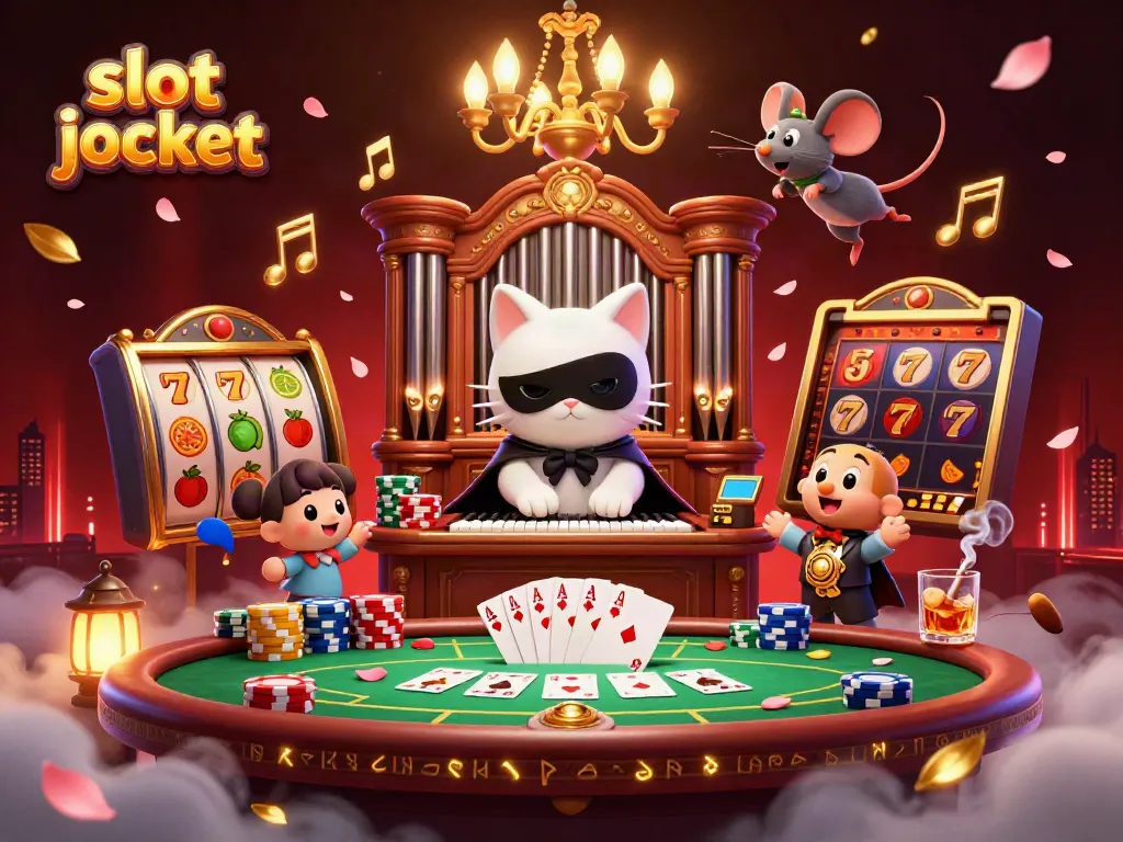 Experience the thrill of a slot jackpot with dynamic characters and vibrant casino elements.