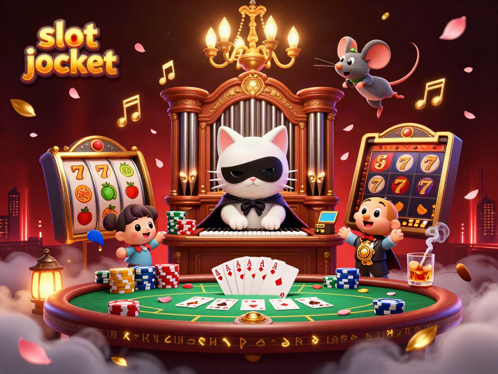 Experience the thrill of a slot jackpot with dynamic characters and vibrant casino elements.