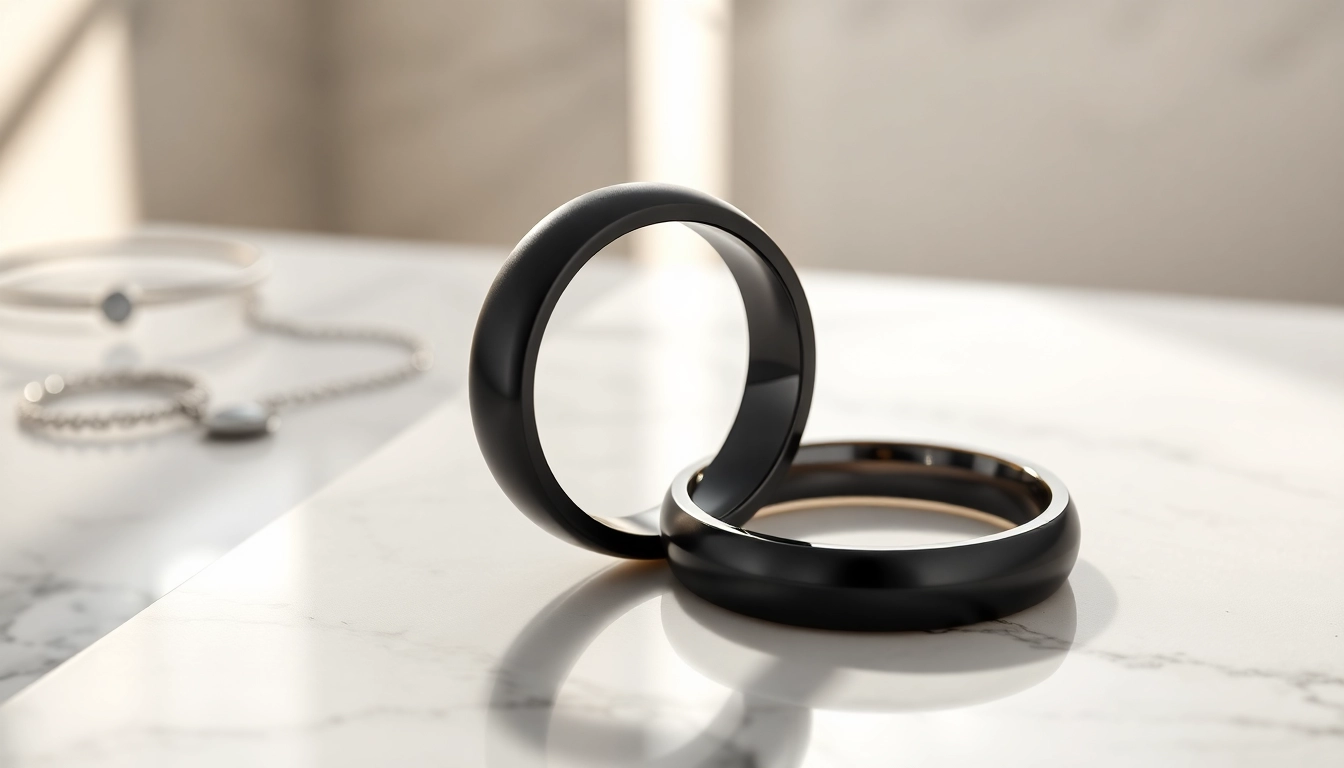 Showcase of Black Zirconium Rings highlighting their smooth design and elegance.