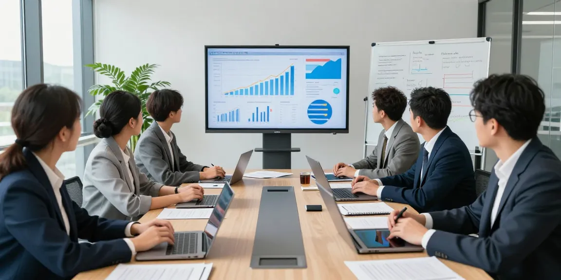 Business team collaborating effectively, read more here on innovative strategies and growth metrics.