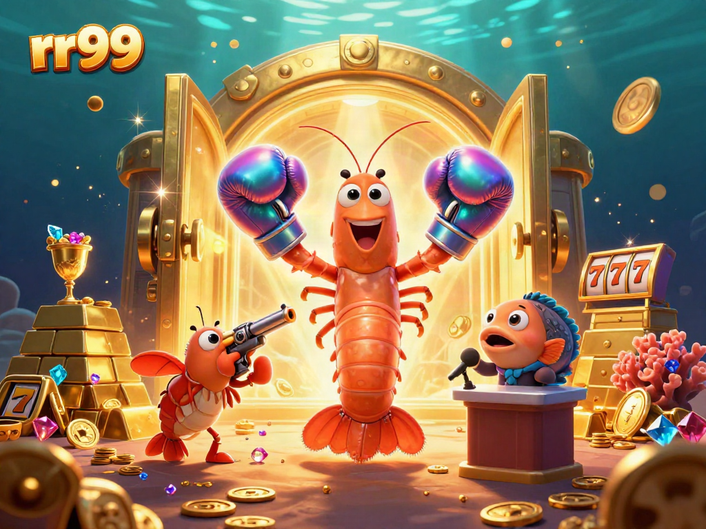Experience the thrill of rr99 casino gaming with vibrant 3D characters and sparkling treasures.