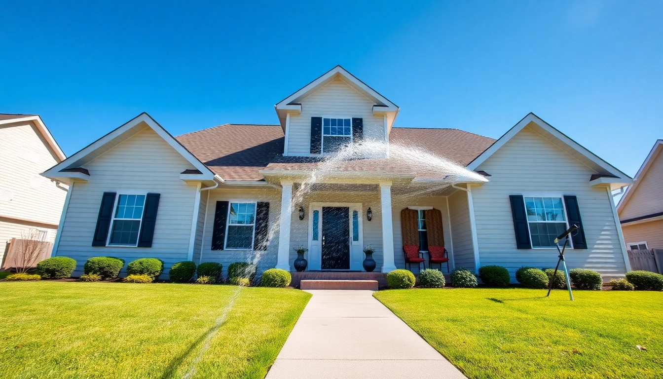 House Washing service revitalizing a home with a fresh, clean exterior.