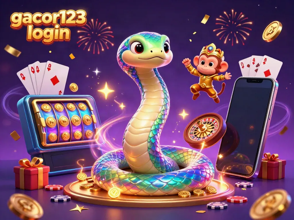 Experience big wins with gacor123 login amid colorful casino elements and festive energy.