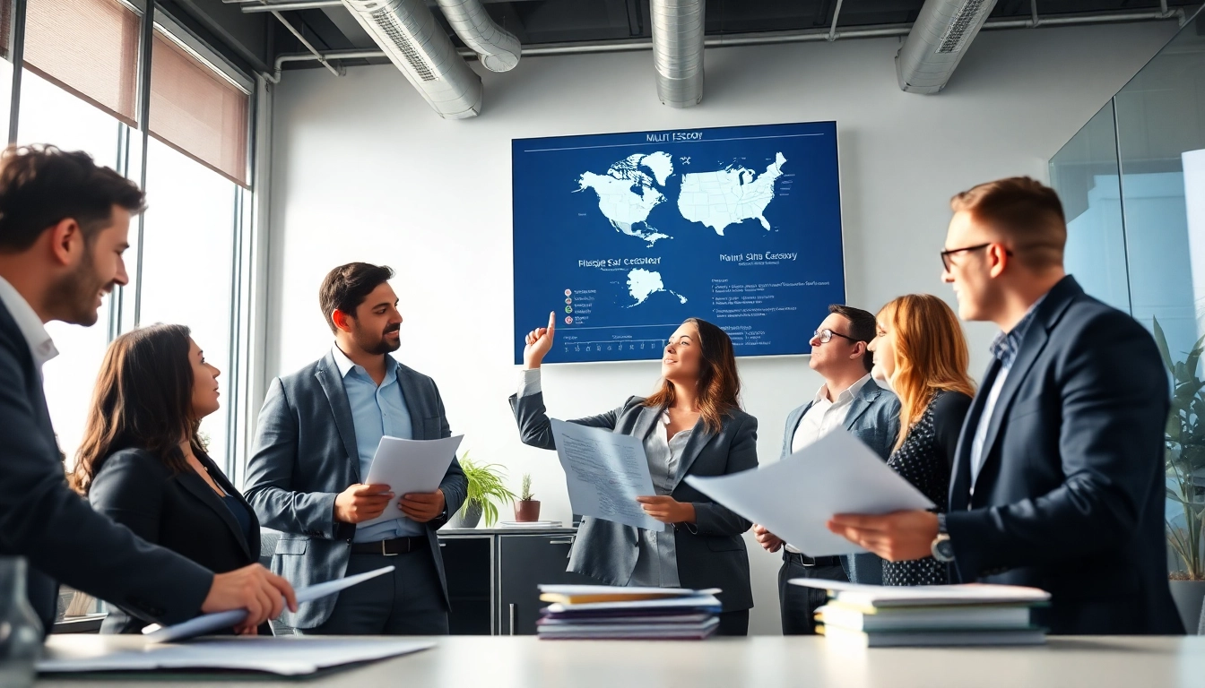 Showcasing professionals providing multi-state title and escrow services in a collaborative office setting.