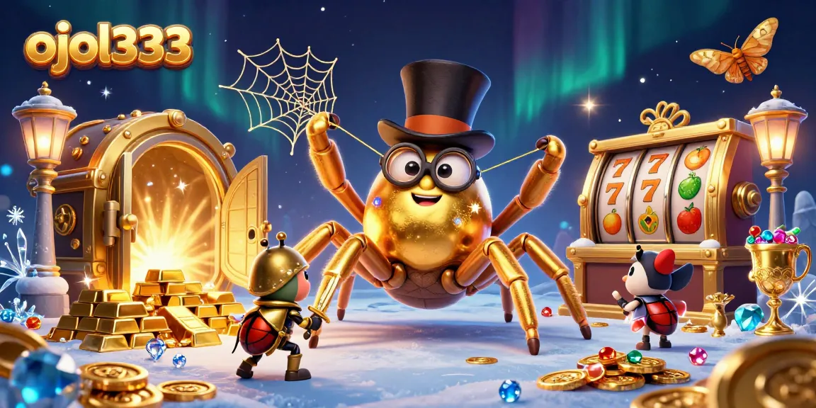 Explore the vibrant world of ojol333 with a golden tarantula and brave knight in a casino setting.