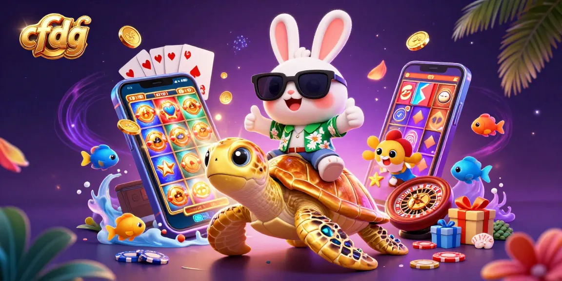 Experience exciting games with cfdg at this vibrant 3D casino illustration bursting with action.