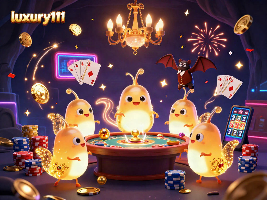 Engage with luxury111 in a vibrant casino scene featuring glowworms and immersive gaming elements.