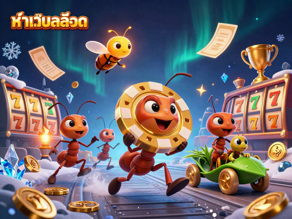 Experience the excitement of สล็อต with unique characters and vivid casino elements in a fun heist scene.