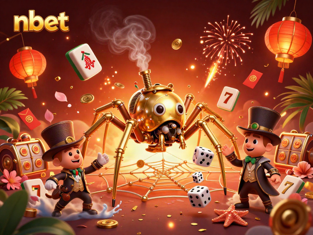 Experience nbet's thrilling gameplay in a vibrant casino-themed illustration with steampunk elements.